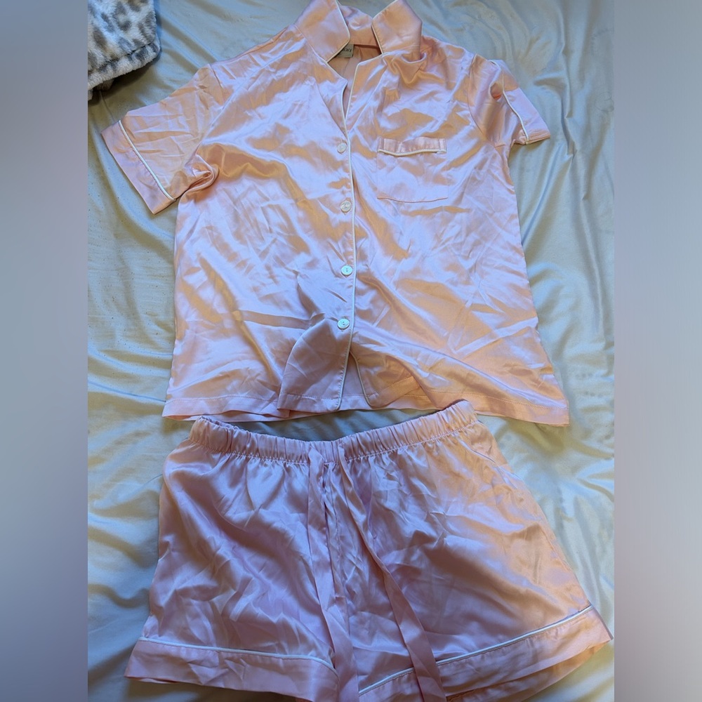 Pink Silk Pajama Set